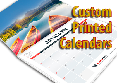 custom printed wall calendar, saddle stitched