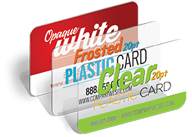 plastic business cards: white, frosted and clear options