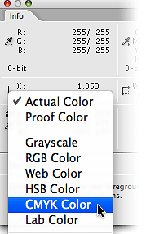 info selector changed to CMYK